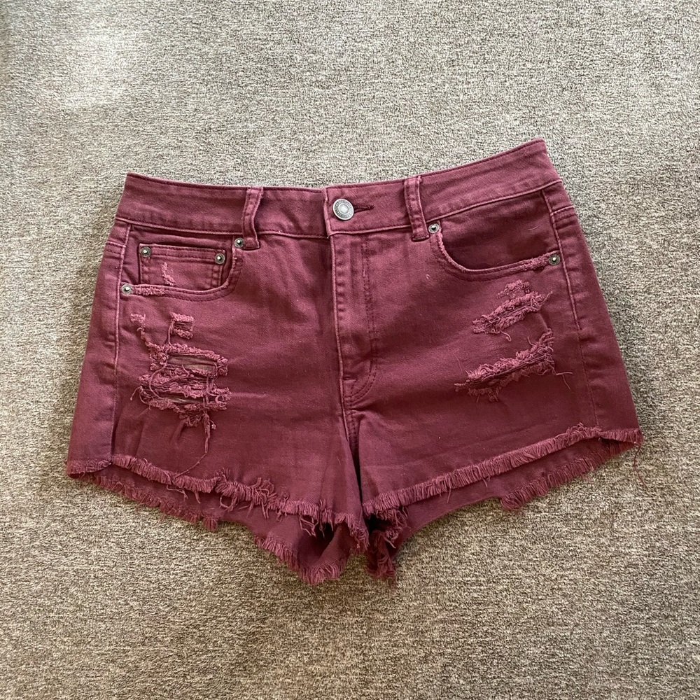 American Eagle Maroon Jean Shorts Size 10